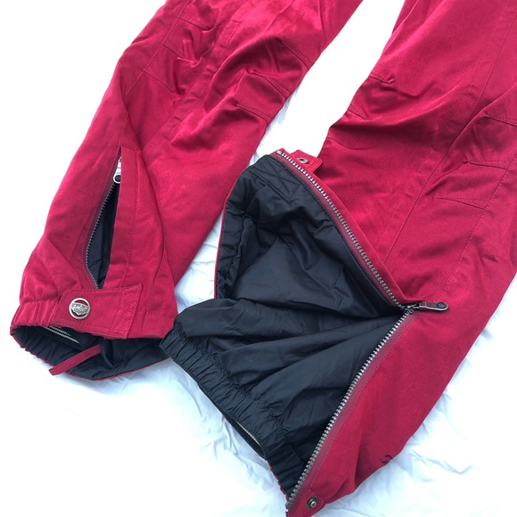 SPIDER KID Thinsulate Insulated Snow Pants Ski utility cargo Suspenders Burgundy - Picture 5 of 11